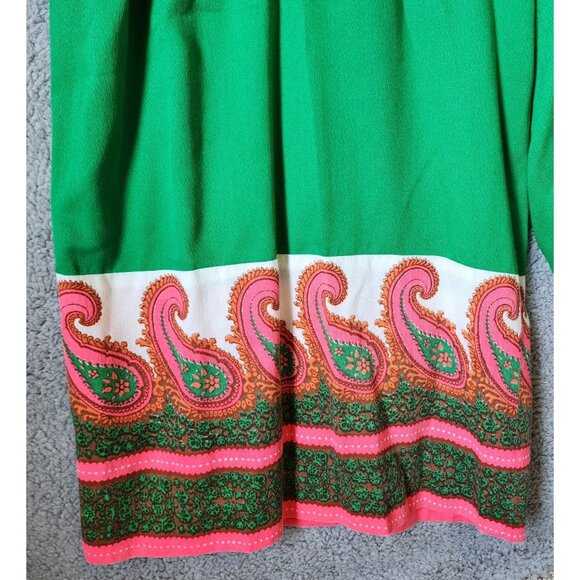 Vtg 60s 70s Alfred Shaheen Women's S/M Sleeveless Funky Wide Leg Jumpsuit Green - Picture 7 of 16